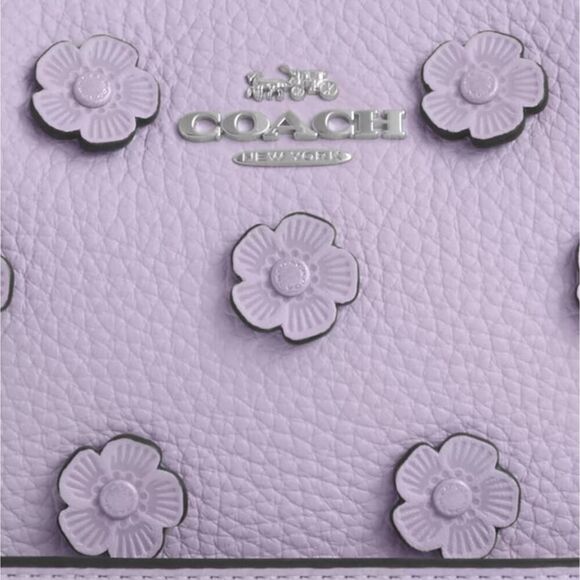 NWT Coach CAJ98 Teri Mini Crossbody Bag With Floral Applique Silver/Lilac - Picture 12 of 12